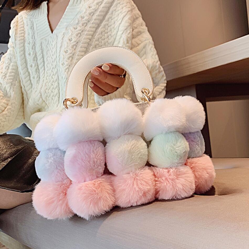 Women's Designer Soft Hair Ball Shoulder Bag