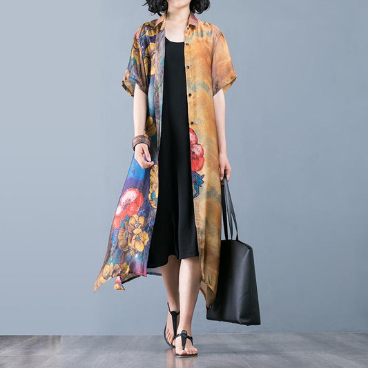 Elegant Floral Printed Soft Silky Coat
