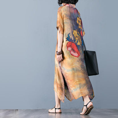 Elegant Floral Printed Soft Silky Coat