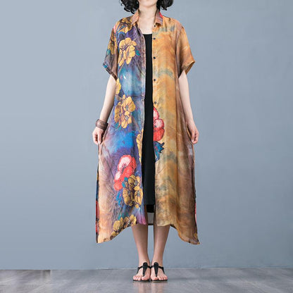 Elegant Floral Printed Soft Silky Coat