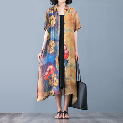Elegant Floral Printed Soft Silky Coat