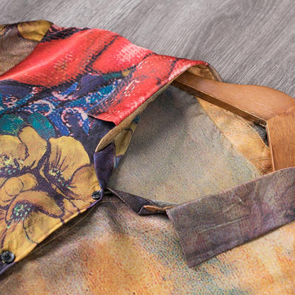 Elegant Floral Printed Soft Silky Coat