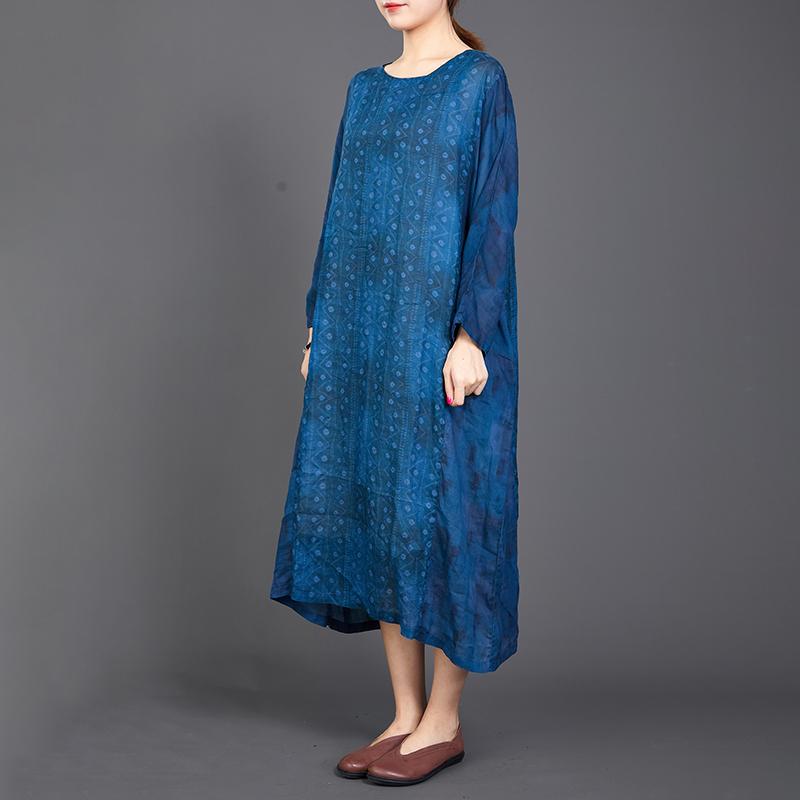 Elegant Loose Long Sleeve Ramie Dress