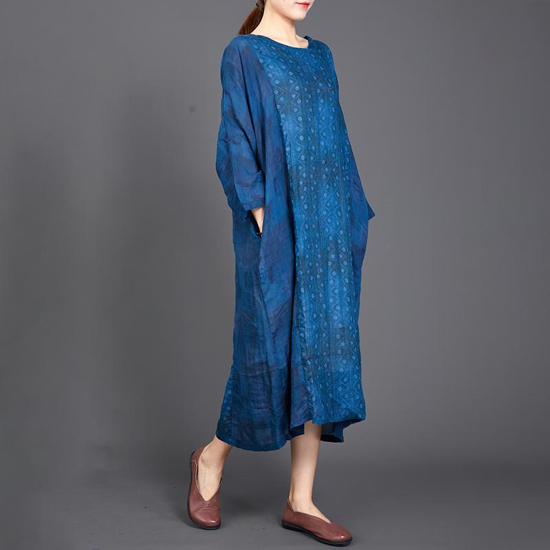 Elegant Loose Long Sleeve Ramie Dress