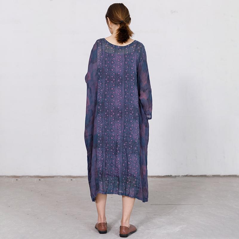 Elegant Loose Long Sleeve Ramie Dress