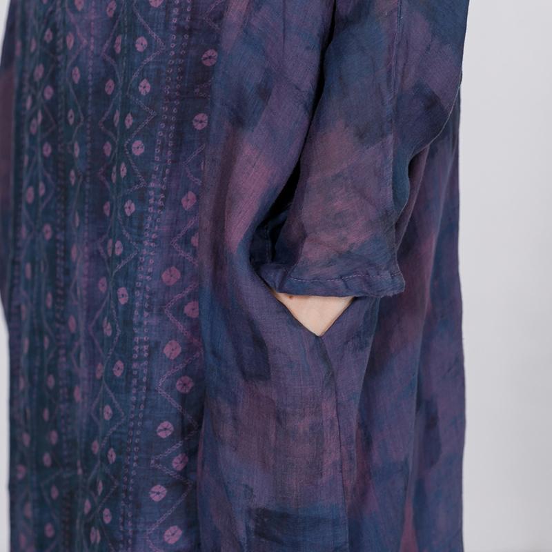 Elegant Loose Long Sleeve Ramie Dress