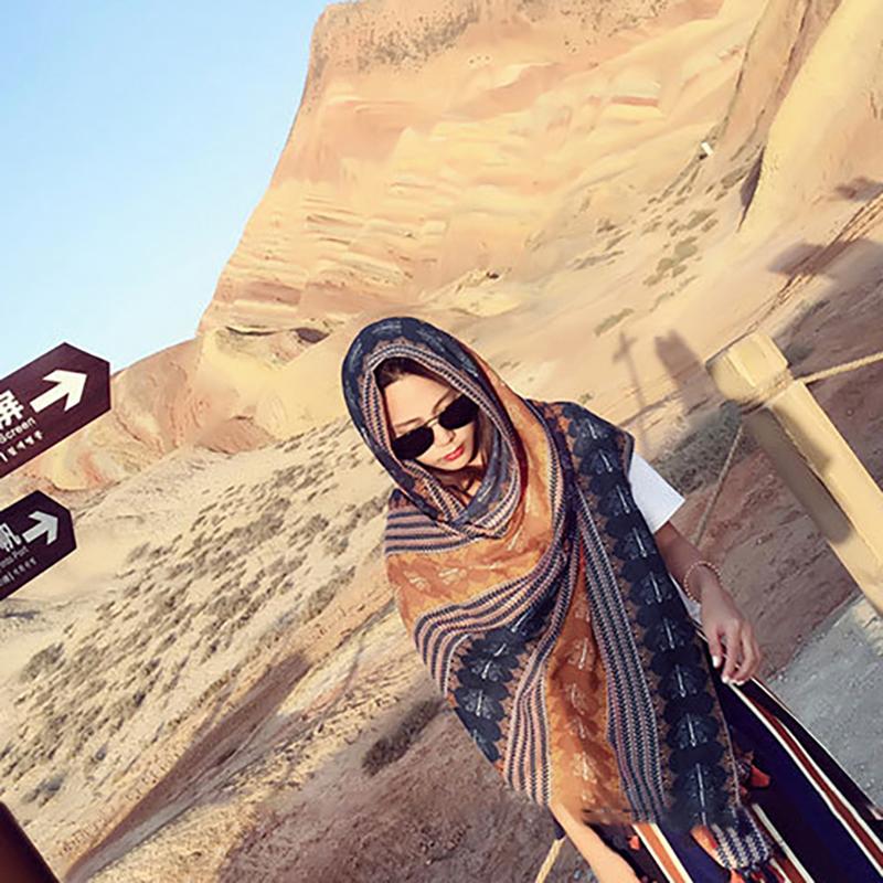 Elegant Tassel Printed Travel Sunscreen Scarf
