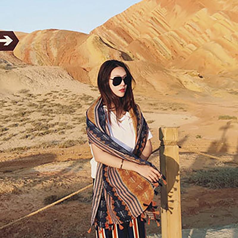 Elegant Tassel Printed Travel Sunscreen Scarf