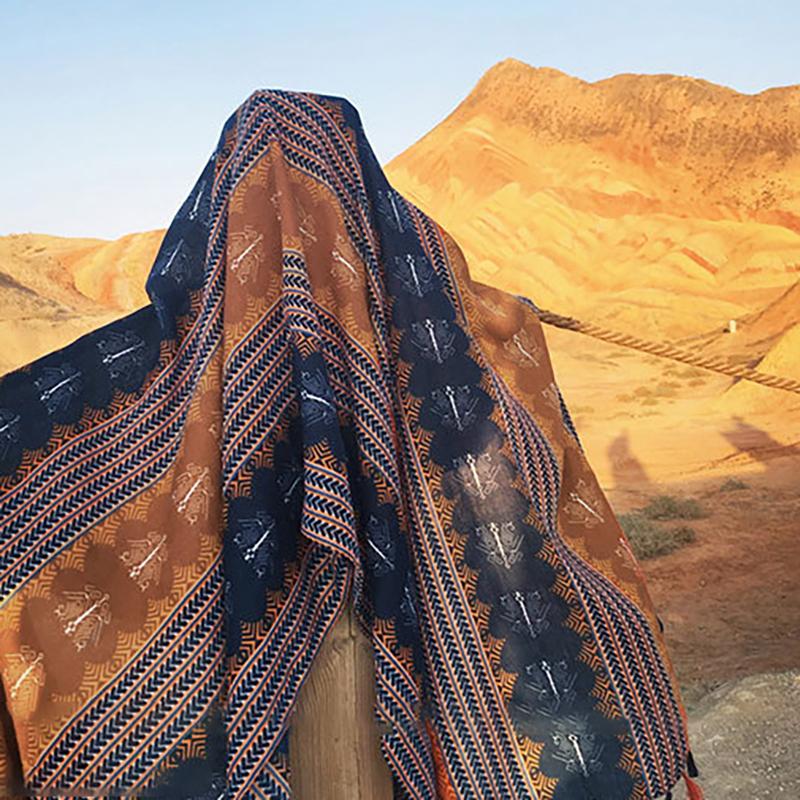 Elegant Tassel Printed Travel Sunscreen Scarf