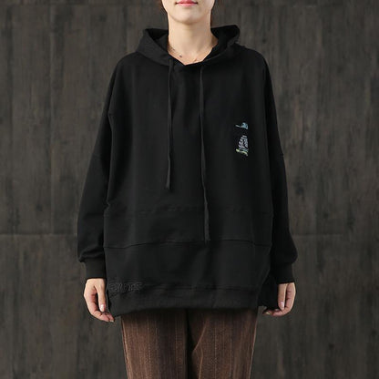 Embroidered Cartoon Dog Casual Loose Hoodie