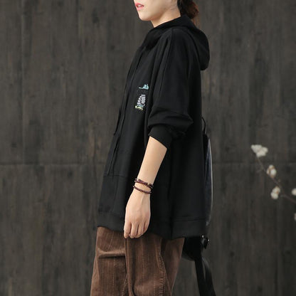 Embroidered Cartoon Dog Casual Loose Hoodie