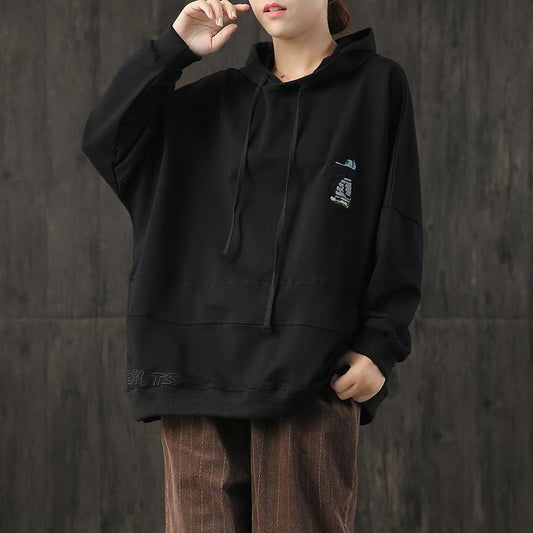 Embroidered Cartoon Dog Casual Loose Hoodie