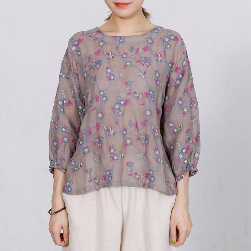 Embroidered Floral Retro Loose Comfortable Blouse