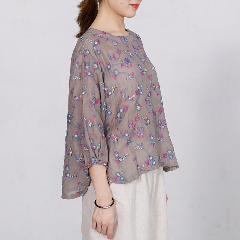 Embroidered Floral Retro Loose Comfortable Blouse