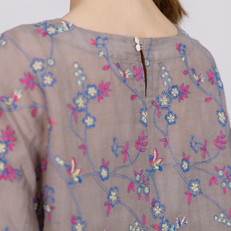 Embroidered Floral Retro Loose Comfortable Blouse