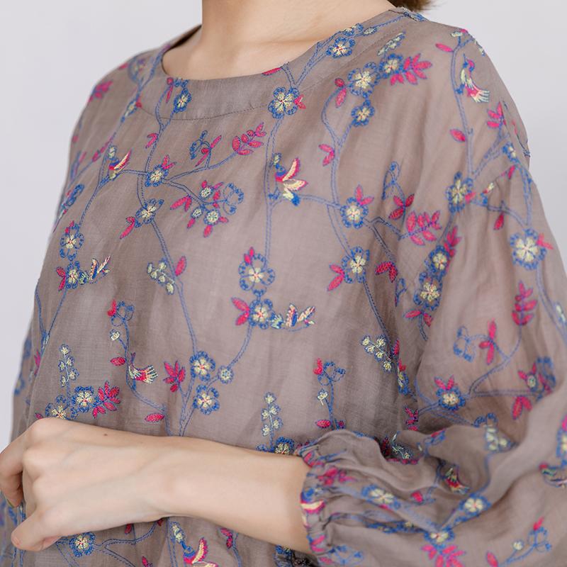 Embroidered Floral Retro Loose Comfortable Blouse
