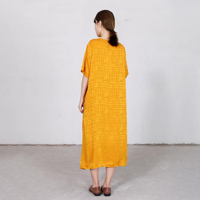 Embroidered Floral V-Neck Loose Soft Dress