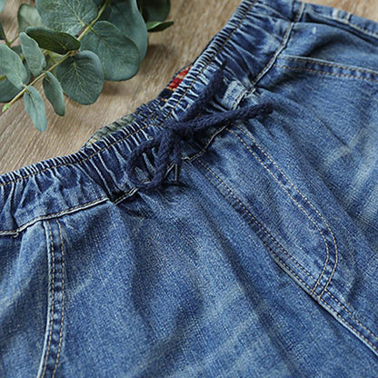 Embroidered Flower Casual Harem Jeans