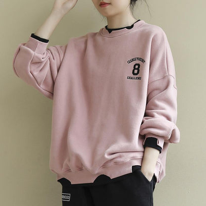 Embroidered Letter Casual Loose Sweatshirt