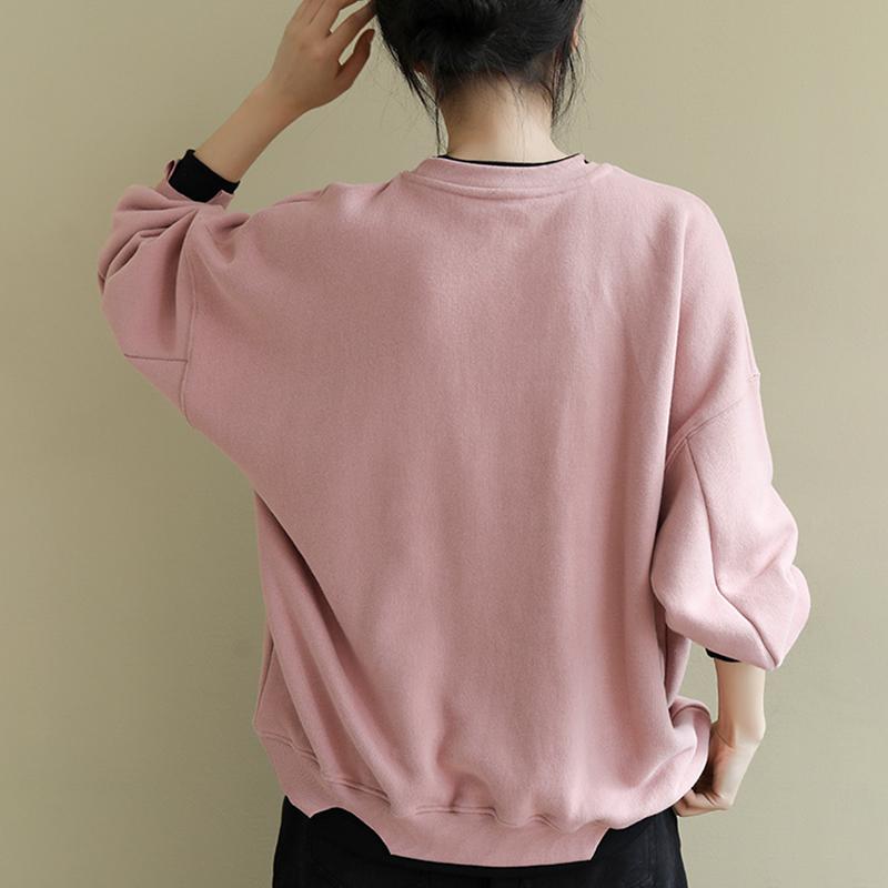 Embroidered Letter Casual Loose Sweatshirt