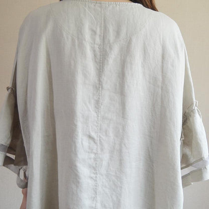 Embroidered Letters Solid Color Loose Dress