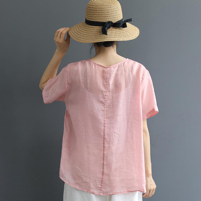 Embroidered Line Decoration Casual Comfortable T-Shirt