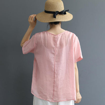 Embroidered Line Decoration Casual Comfortable T-Shirt