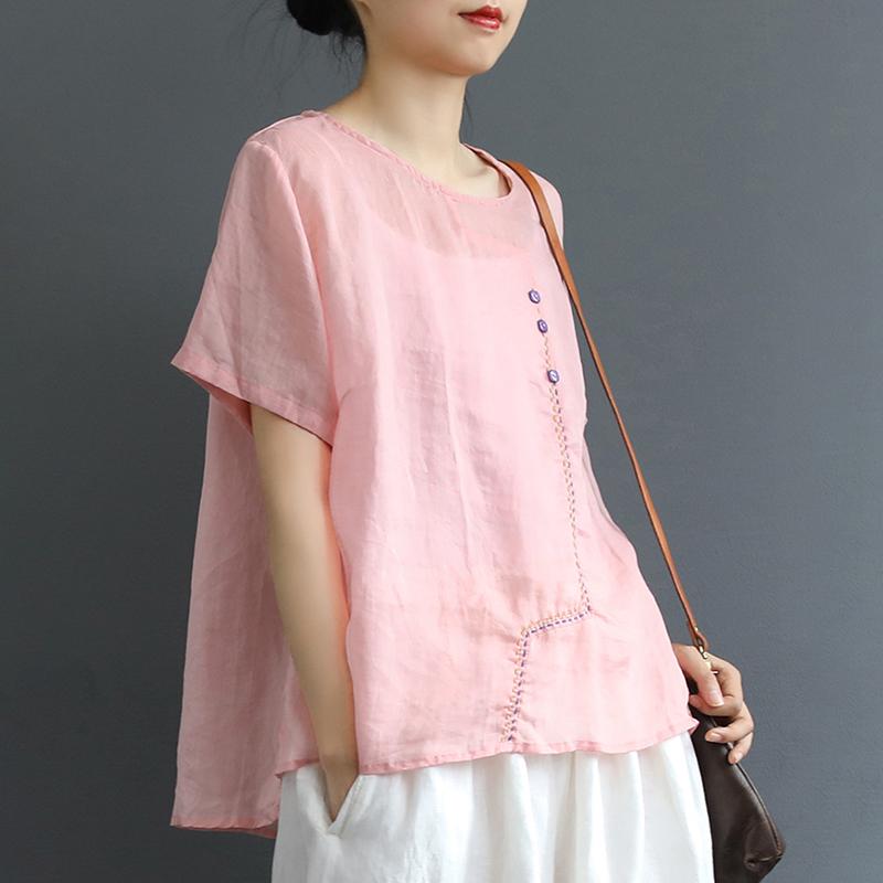 Embroidered Line Decoration Casual Comfortable T-Shirt