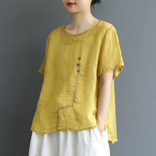 Embroidered Line Decoration Casual Comfortable T-Shirt