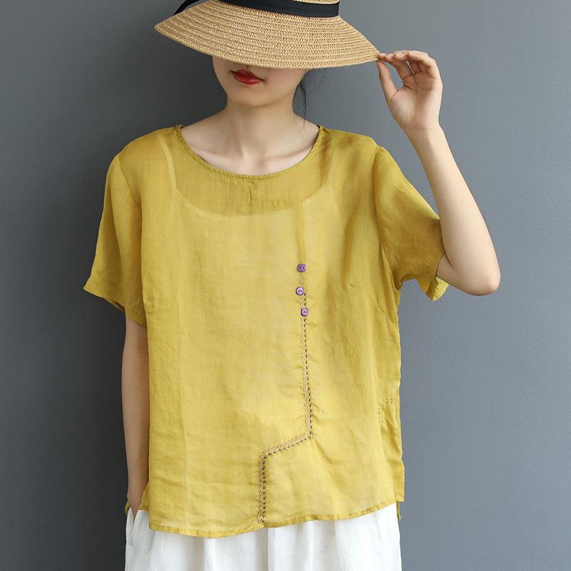 Embroidered Line Decoration Casual Comfortable T-Shirt