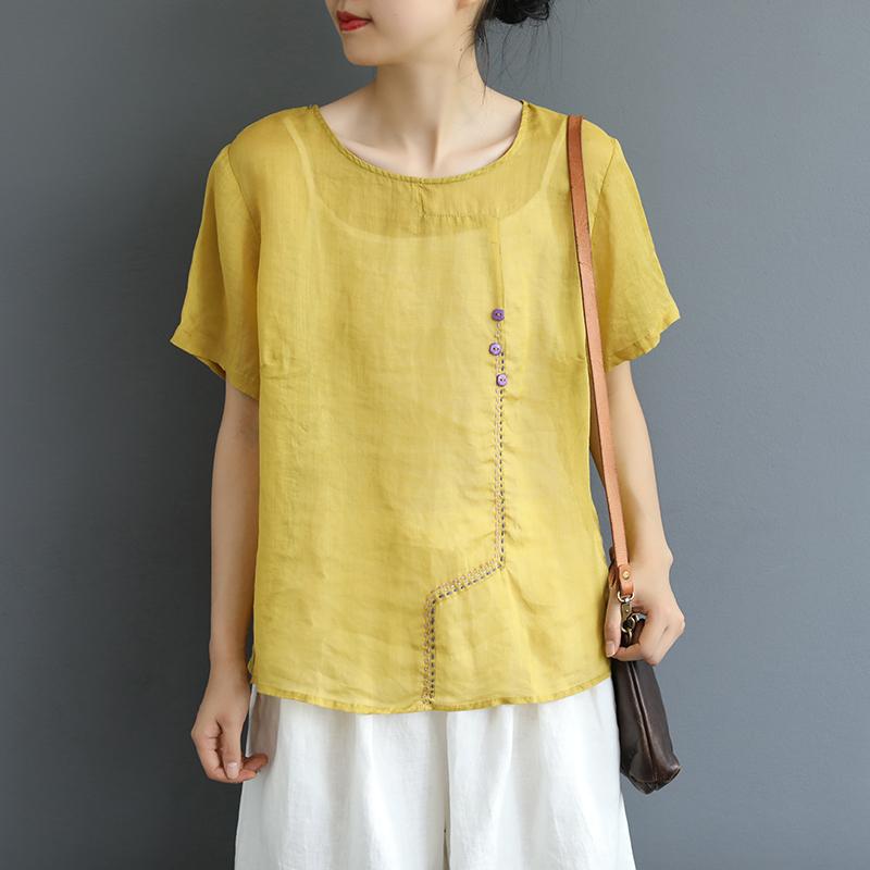 Embroidered Line Decoration Casual Comfortable T-Shirt