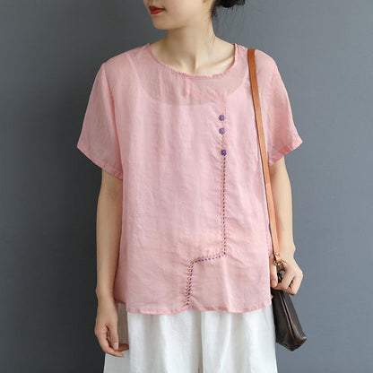 Embroidered Line Decoration Casual Comfortable T-Shirt