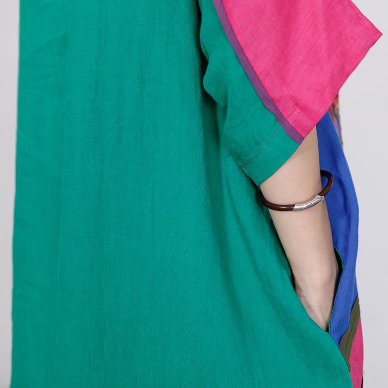 Embroidery Contrast Color Stitching Loose Dress