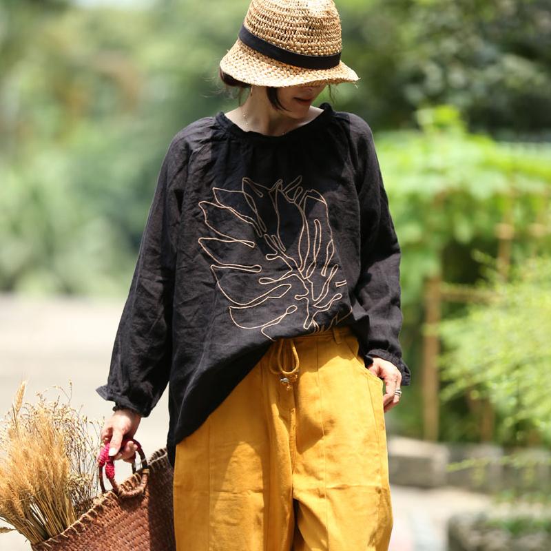 Embroidery Long Sleeves Autumn Loose Blouse