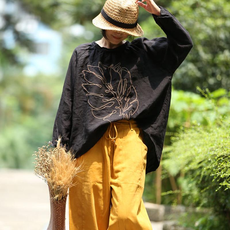 Embroidery Long Sleeves Autumn Loose Blouse