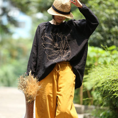 Embroidery Long Sleeves Autumn Loose Blouse