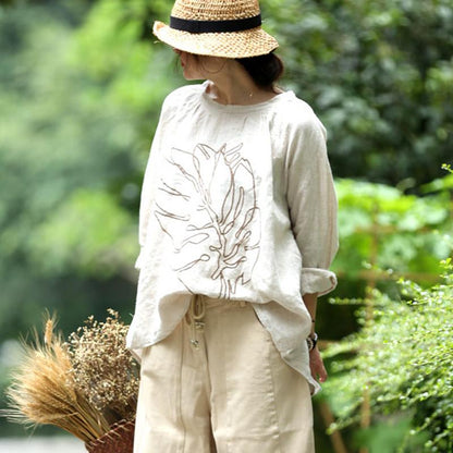 Embroidery Long Sleeves Autumn Loose Blouse