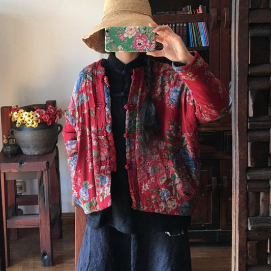 Ethnic Cotton Linen Long Sleeve Female Top