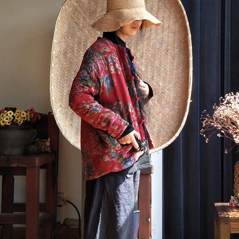 Ethnic Cotton Linen Long Sleeve Female Top