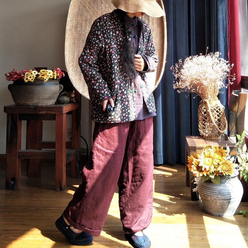 Ethnic Cotton Linen Long Sleeve Female Top