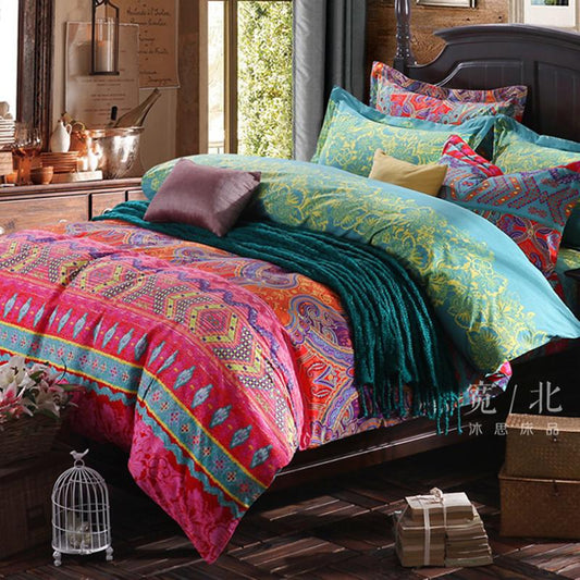 Ethnic Style Pure Cotton Print Bedding Set