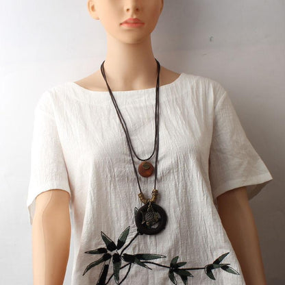 Ethnic Style Vintage Fish Pendant Necklace