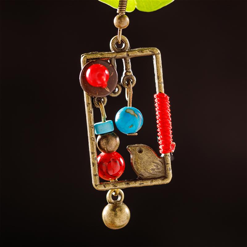 Exquisite Bird Square Beads Alloy Earrings