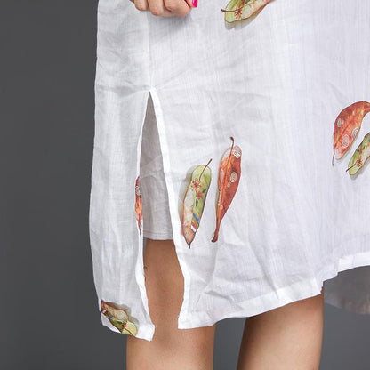 Fallen Leaves Split Hem Comfortable Dress