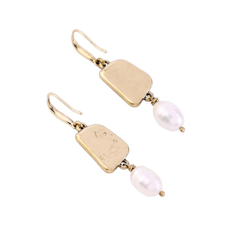 Fashion Alloy Irregular Gemstone Pearl Earrings