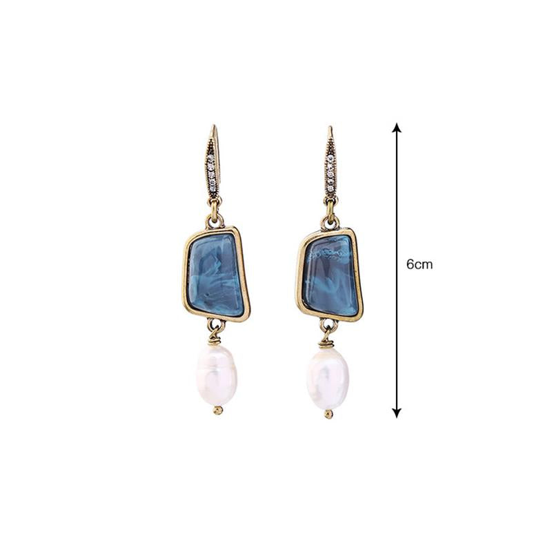 Fashion Alloy Irregular Gemstone Pearl Earrings