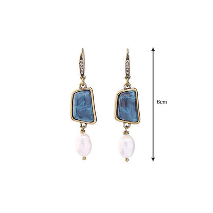 Fashion Alloy Irregular Gemstone Pearl Earrings