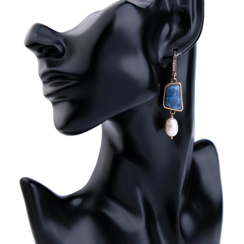 Fashion Alloy Irregular Gemstone Pearl Earrings