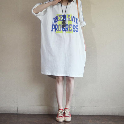 Fashion Casual Loose Letter Cotton Dress