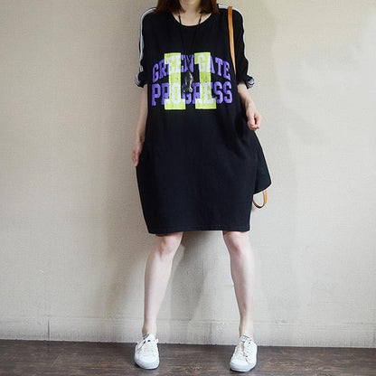 Fashion Casual Loose Letter Cotton Dress